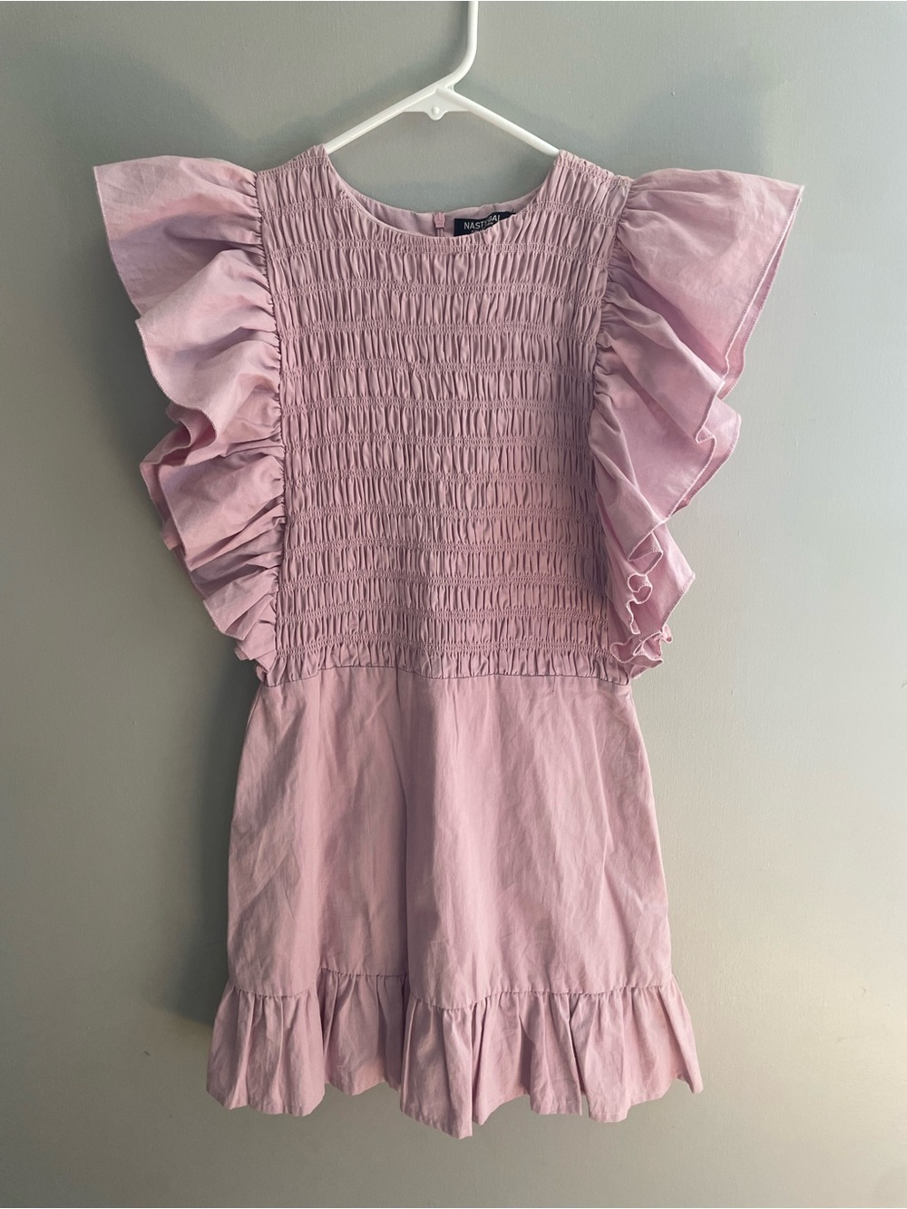 Nasty Gal Pink Smocked Ruffle Sleeve Mini Dress | Size 6‎